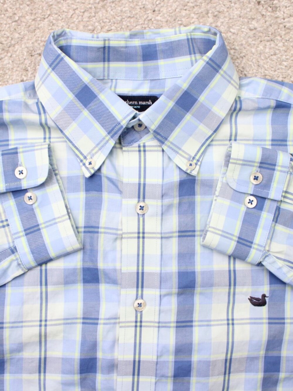 Southern Marsh Shirt Mens XL Blue Plaid Flannel Long Sleeve Button Down